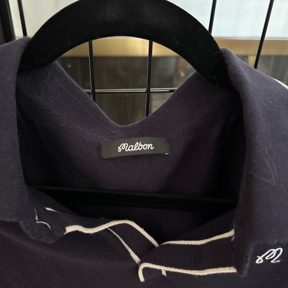 Malbon Navy Blue with White Trim Short Sleeve Shirt - Picture 4 of 5
